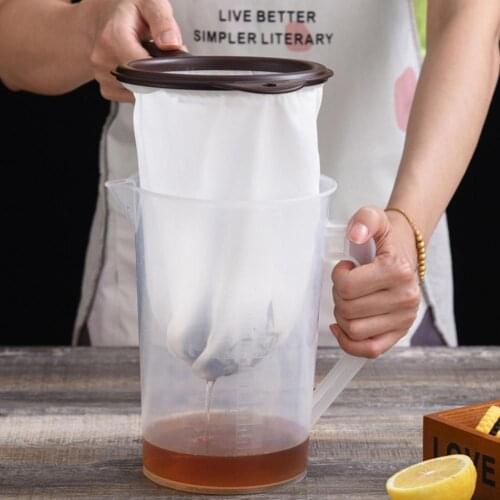 Soymilk Coffee Colander Mesh Bag with Handle Reusable Cotton Filter Strainer Bag style milk filter bag