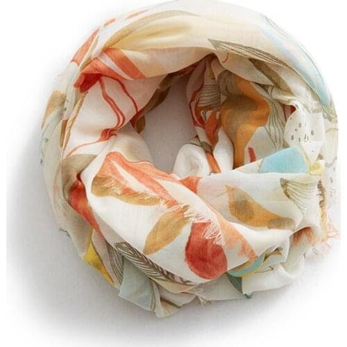 JHBeute Fashion Scarf for Women Casual and Versatile Korean Style Flower Print Long Soft Wrap Scarves Scarf Womens Stole Hijab