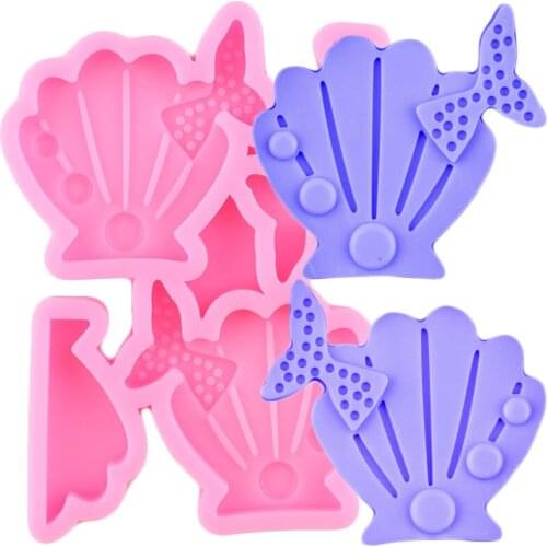Shell Mermaid Tail Straw Topper Silicone Mold Candy Chocolate Fondant Cake Decorating Craft Jewelry Keychain Epoxy Resin Moulds