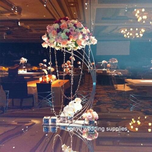 10pcs ) 30days)new style wedding chandelier luxury crystal flower stand modern vases wedding centerpiece floral stand senyu1371