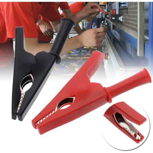 2pcs Battery Test Lead Red/Black Crocodile Clips Test Clip Copper Alligator Clips Fully Insulated Banana Plug