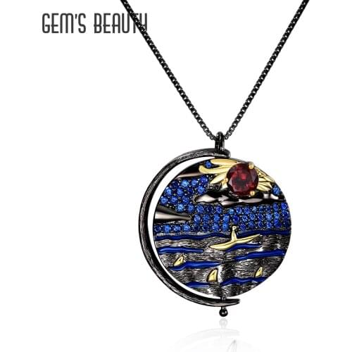 Gems Beauty Pendant Necklace Real 925 Sterling Silver Handmade Designer Fine Jewelry for Women Red Garnet Exclusive Handmade