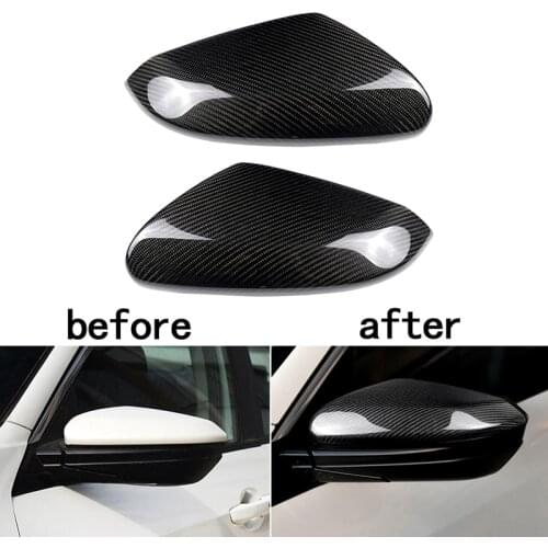 1 Pair Real Carbon Fiber Car Mirror Covers Rearview Caps Black Shell Decoration Accessories For Honda Civic 10th 2016 2017 2018