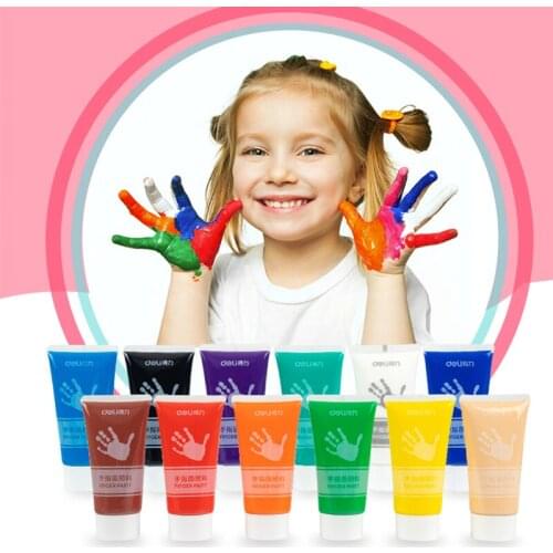12 color 20ml watercolor paint childrens finger paint paint safe and non-toxic washable baby drawing graffiti color ink pad set