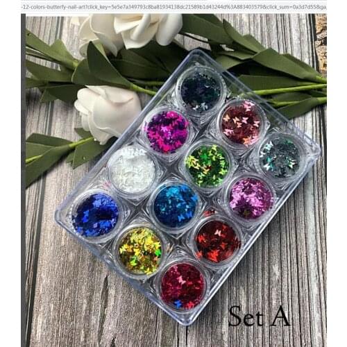 12 bottles-Color changing glitter set - Mirrored Nail glitter,Nail Art Powder Dust,12 colors Magic Bubble Powder Nail Glitter,J6