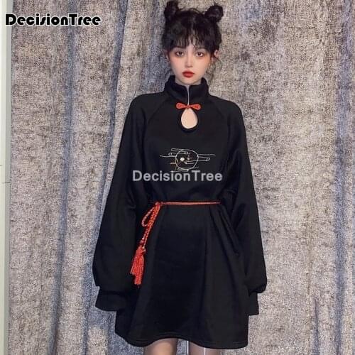 2021 hoodies sweatshirts women loose long sleeve hooded sweatshirt female casual pullover chinese traditional street wear qipao