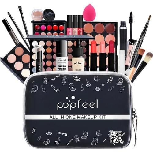 25PCS Professional Makeup Set All-in-One Cosmetic Eyeshadows Highlighter Lipstick Lip Gloss Blush Brushes Portable Makeup Set