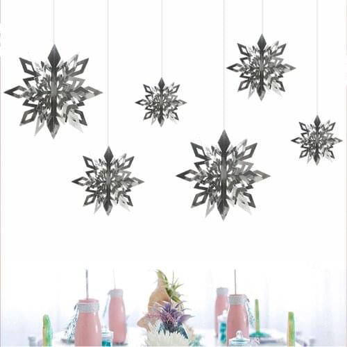 3D Snowflake Hanging Decor with String 12cm/17cm/22cm(2PCS for Each Size) for Christmas Ornaments Festival Party Home Winter