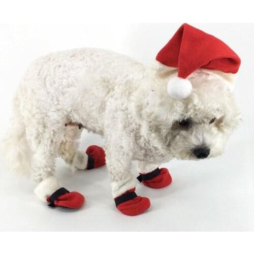 5pcs Christmas Pet Dog Cat Hat Socks Party Dress Up Cap Shoes Fancy Puppy Party Cosplay Costume Decor Pet Supplies
