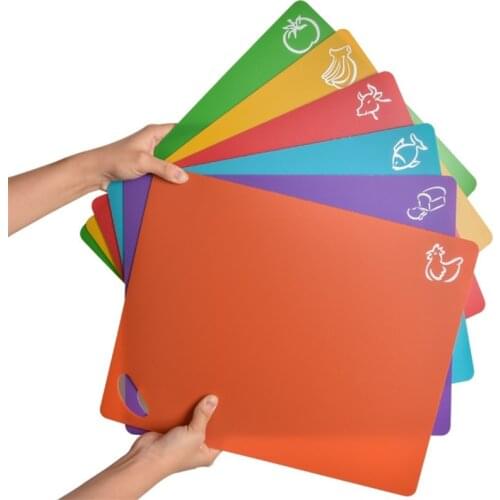 6 ultra-thin Cutting Board Flexible Cutting Mat Non-slip Plastic Kitchen Cutting Board