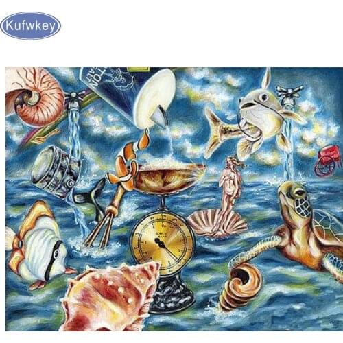 KUFWKEY diamond mosaic eigen foto diamond painting "Ocean animal"5d diy diamond painting custom diamond Embroidery new year gift