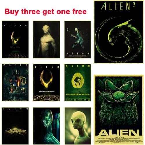 American Space Film ALLEN Poster Retro Brown Paper Art Study Living Room Decorative Painting Poster Thriller Science Fiction