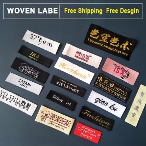 Free shipping Customized Garment Woven label, satin woven label, brand label for clothing
