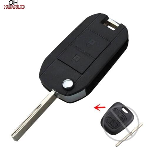 2 Button Folding Remote Key Shell Case Upgrade for PEUGEOT 107 207 307 407 408 HU83 With Goove Blade