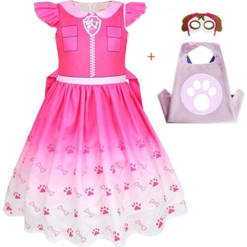 Kids Dresses for Girls Patrol Dog Halloween Cosplay Costumes Mascot Chase Dog Children Carnival Party Role Play Clothes for Girl