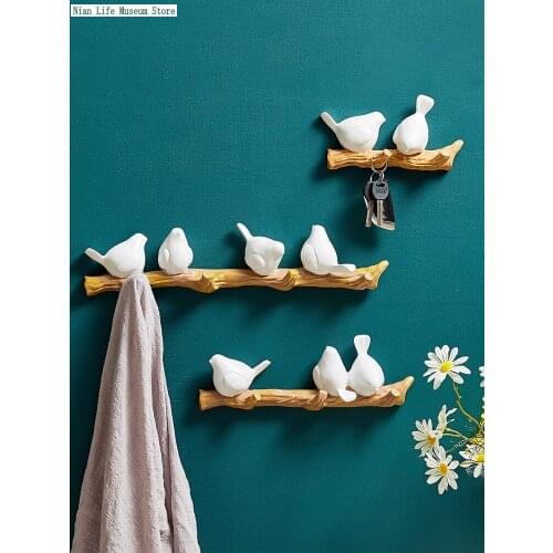 Home Door Key Holder Wall Storage Rack Living Room Hanger Wall Cute Bird Fitting Room Hooks for Hanging Bathroom Accessories