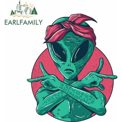 EARLFAMILY 13cm x 10.8cm for Alien Gangsta Swag Car Stickers Trunk Laptop Personality Decal Refrigerator Bumper Car Assessoires