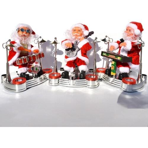 Electric Santa Claus Music Instrument Playing Christmas Doll Craft Xmas Children Gift Toy Party Table Ornaments Decoration