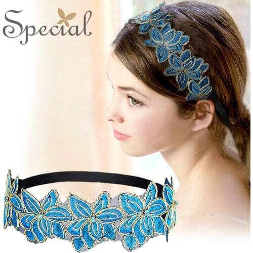 European and American Embroidery Headband High Elastic Hair Accessories Headband Tiara Hair Band Monets Water Lily New Fashion