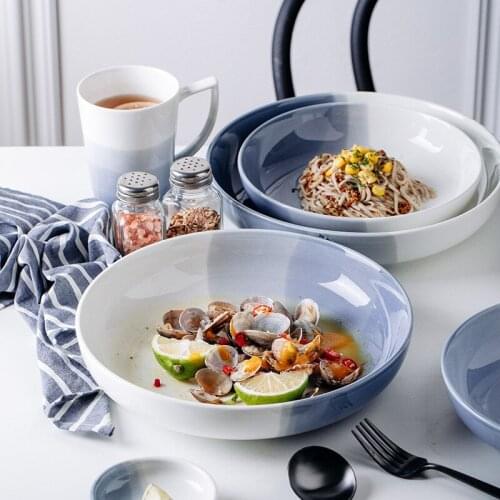 Nordic ceramic salad fruit bowl kitchen porcelain dinnerware plates sets big soup rice mixing bowl japanese ramen dessert bowl