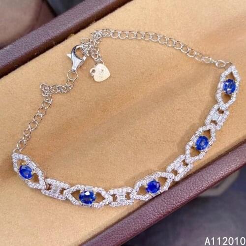 KJJEAXCMY Fine Jewelry 925 Sterling Silver inlaid gemstone sapphire women hand bracelet exquisite support test hot selling