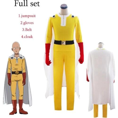 Anime Costume One Punch Man 2 Cosplay Saitama Cosplay Costume Saitama Men Jumpsuits White Cloak for Women Men Halloween Party
