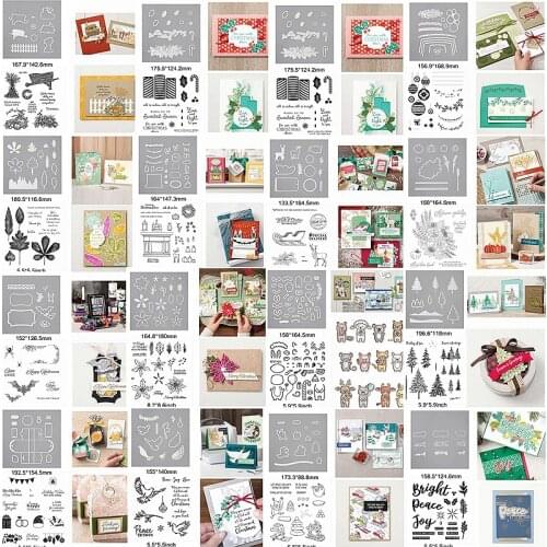 Metal Cutting Dies Match Clear Silicone Stamps Flower House Animals Christmas Letter Frame Make Craft Stencils New Decorate Card