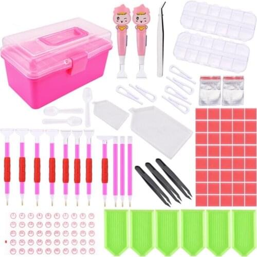 5D Diamond Embroidery Painting Tools Set LED Point Drill Pen Plate Glue Pliers Digital Sticker Storage Box Set