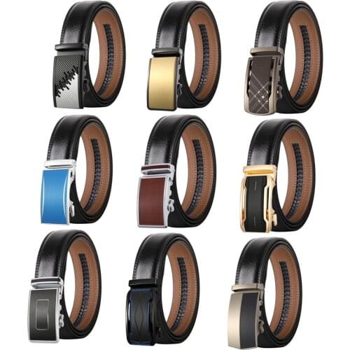 Plyesxale Brand Black Leather Belt Men Automatic Buckle Designer Mens Belt Strap Male Formal Fashion Luxury Ratchet Belts B609