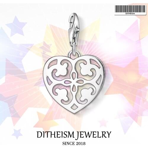 Arabesque Heart Charms Pendant,2018 Fashion Jewelry 925 Sterling Silver Romantic Gift For Women Girls Fit Bracelet Necklace Bag