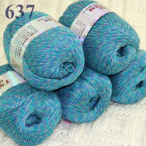Sale New 5 X50g balls High quality 100% pure cashmere luxury warm soft hand knitting yarn Blue Green Gray 233-637-5