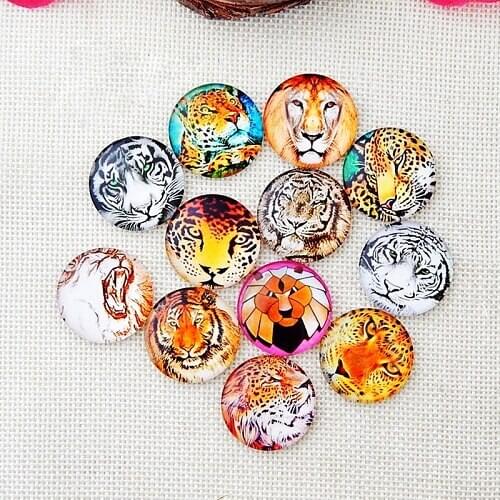 50PCS Mixed Animal Tiger Head Alloy Metal Button Snap Jewelry Charm Fit For 18mm Snap Jewelry Button Bracelet&Necklace Jewelry