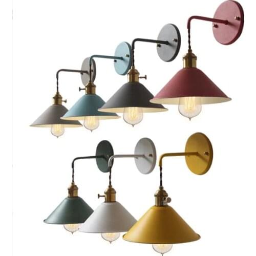 Modern blue yellow iron single head wall light living room lamp aisle stairs bedroom bedside umbrella wall lamps ZA926017