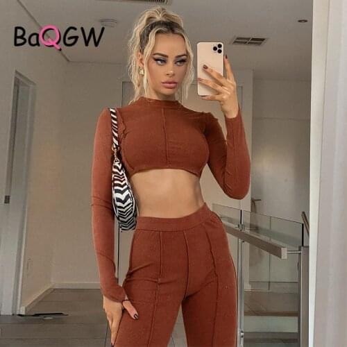 Tracksuit Women Two Piece Set Autumn Backless Chain Streetwear Long Sleeve Crop Top + Jogger Pants Matching Sweatsuit Outfit
