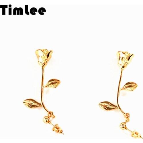 Timlee E244 Three-dimensional Rose Earring Drop Earrings,Sweet Long Jewelry Wholesale