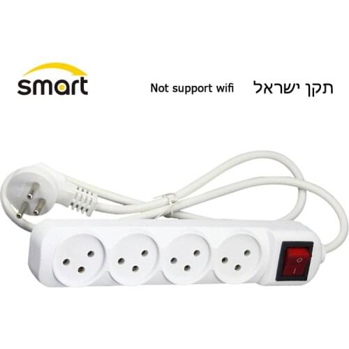 4 Ports Power Strip Sockets Portable White Color 16A 250V Extension Socket For Israel Electric Plug Wire Terminal Connector