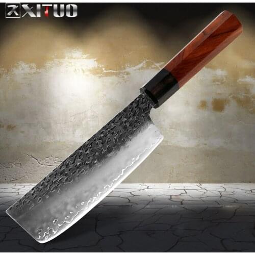 XITUO Nakiri Chef Knife Vegetable Cleaver High Hardness Kitchen Knife Sharp Blade With Wooden Handle Kitchen Cooking Knife Tools