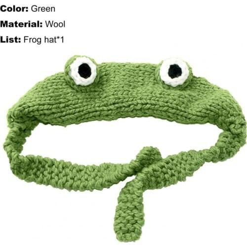 Frog Hat Sweet Easy-matching Woolen Yarn Big Eye Frog Knitted Hat for Autumn