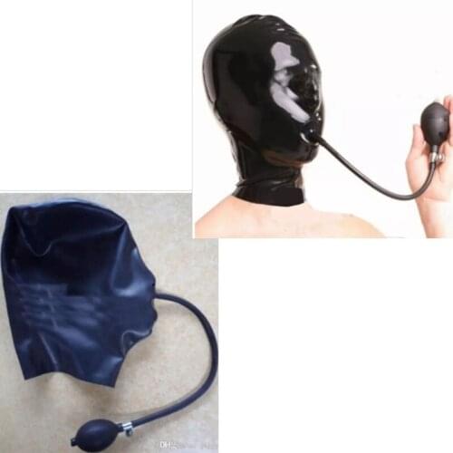 100% Latex Hood Fetish Mask with inflatable gags Mask Party Props restraints bdsm sex bdsm mask bdsm bondage bdsm sex