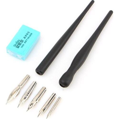 100set Cartoon Manga Pen Dip Pen Set Nib Holder Eraser Painting Stationery Set Calligraphy Drawing Tool