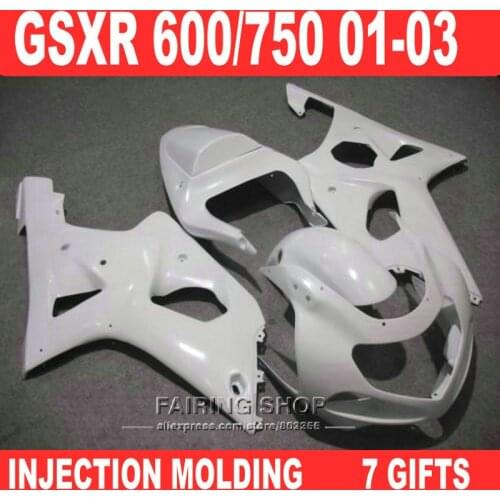 100%fit for Suzuki gsxr600 Fairing kit 750 2001 2002 2003 ( Pure white) 01 02 03 Injection molding fairings EMS free n51