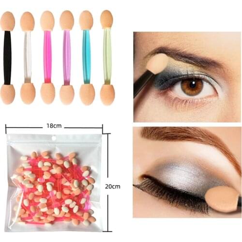 100pcs Latex Sponge Material Double-head Disposable Makeup Brushes Outdoor Portable Eyeshadow Brushes Blush Foundation Brush