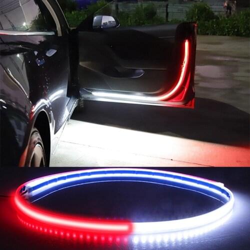 120cm 60LED Car Door LED Strobe Light Flexible Dual Color Door Opening Warning LED Strip Light Durable Safety Side Lights 12V