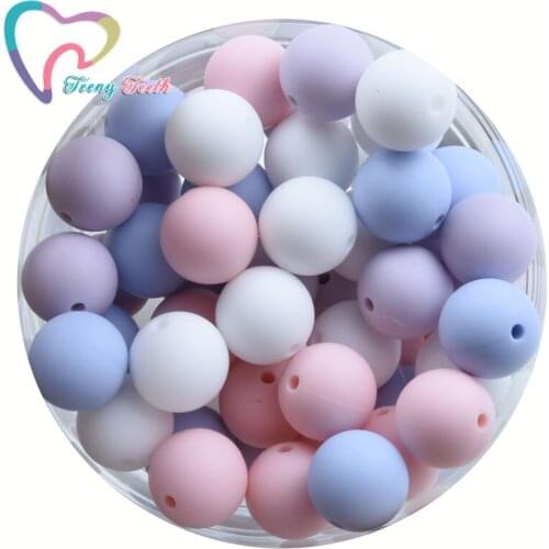 20 PCS Silicone Round Beads 9-15 MM Diy Baby Teether Silicone Teething Necklace Accessories Pacifier Clips Crib Round Ball Beads