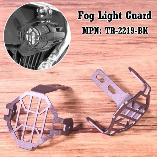 2x TR-2219-BK Black Motorcycle Fog Light Protector Guards Metal Foglight Lamp Cover Fit For BMW R1200GS F800GS & Adventure 2013