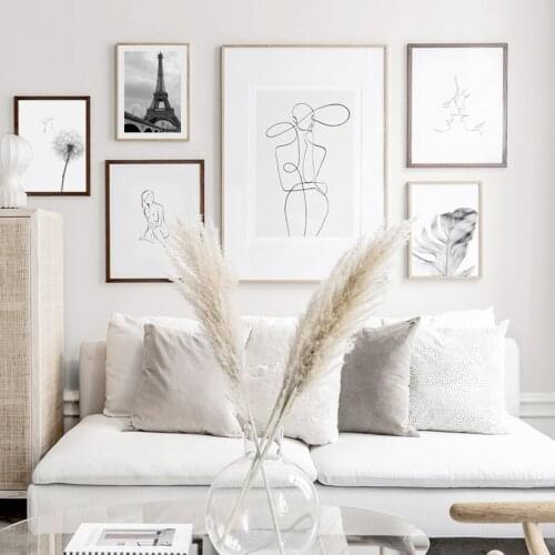 Abstract Line kiss Feather Dandelion Paris Nordic Posters And Print Wall Art Canvas Painting Wall Pictures For Living Room Decor