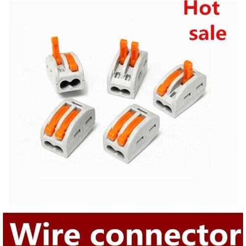 Free shipping 50PCS/LOT 2 Port PCT-212 Universal compact wire wiring connector conductor terminal block with lever