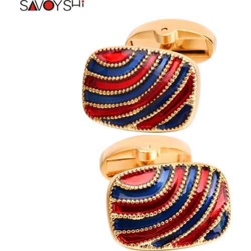 SAVOYSHI High Quality Colorful Enamel Cufflinks for mens French Shirt Wedding Grooms Best Men Gifts Free Engraving Name