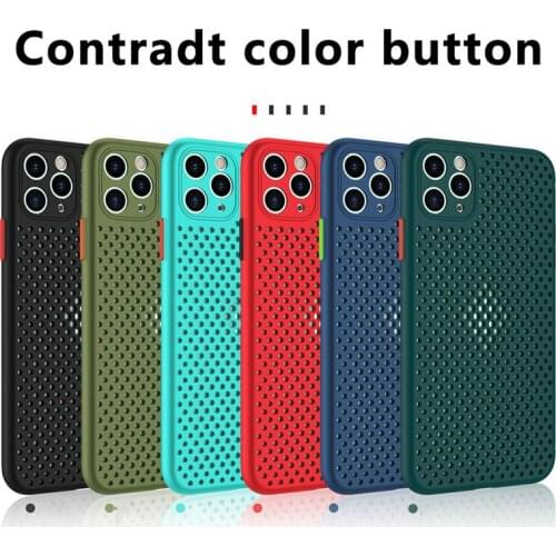 Heat Dissipation Breathable Cooling Case For iPhone 11 11Pro Max XR XS Max X 8 7 6S Plus SE 2020 11Pro Soft TPU Plain Color Case