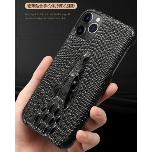 Real Genuine Leather Cover Back Phone Case For iPhone 6 6S 7 8 Plus X XR XS 11 12 Pro Max Mini 2020 New SE Dragon Head Shape